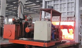 Heat treatment furnace for ASTM A707 forged flanges.